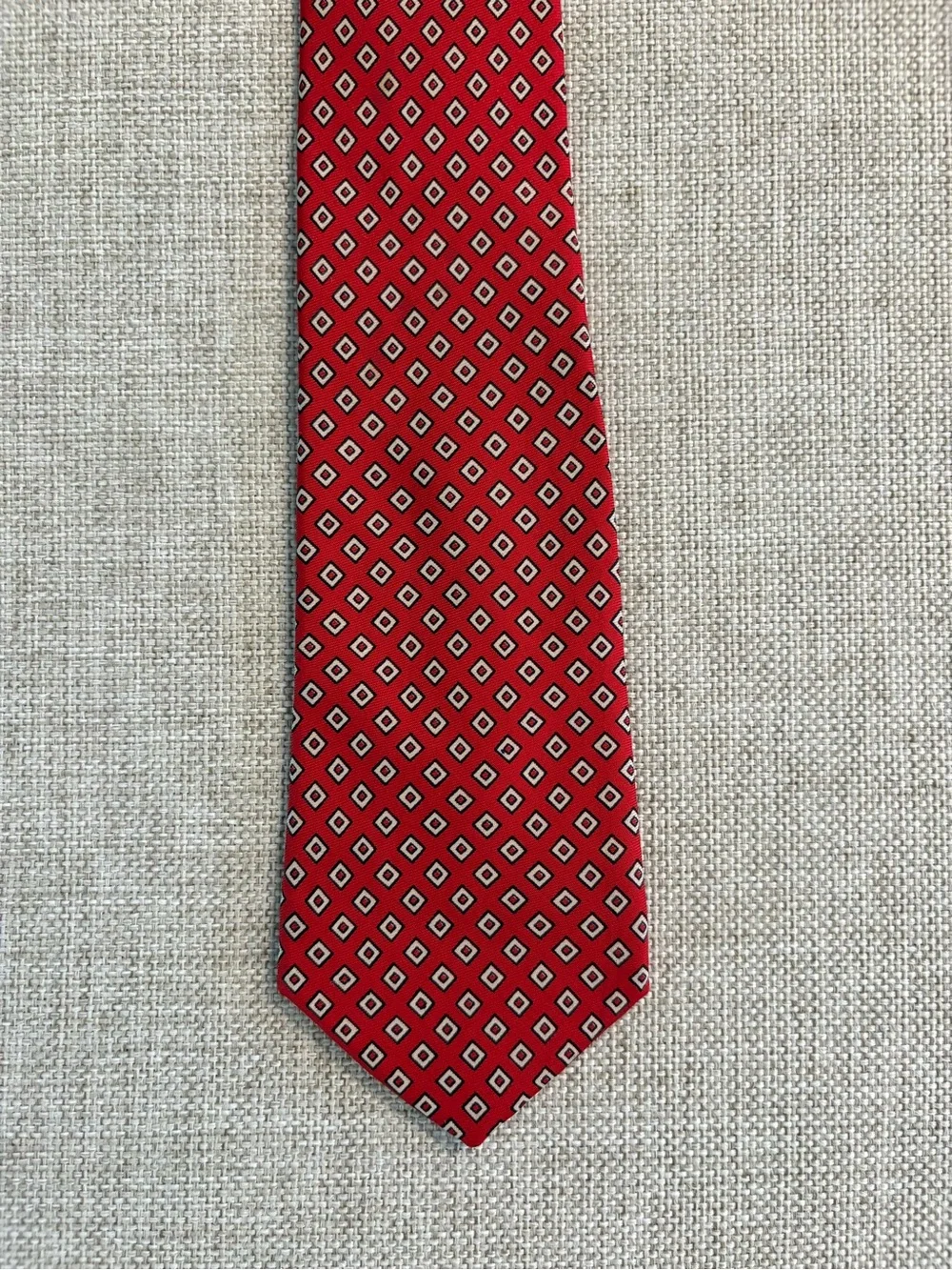 Vintage Atkinsons Irish Silk Tie Red Geometric Made Ireland 3” Sign O’ Whale